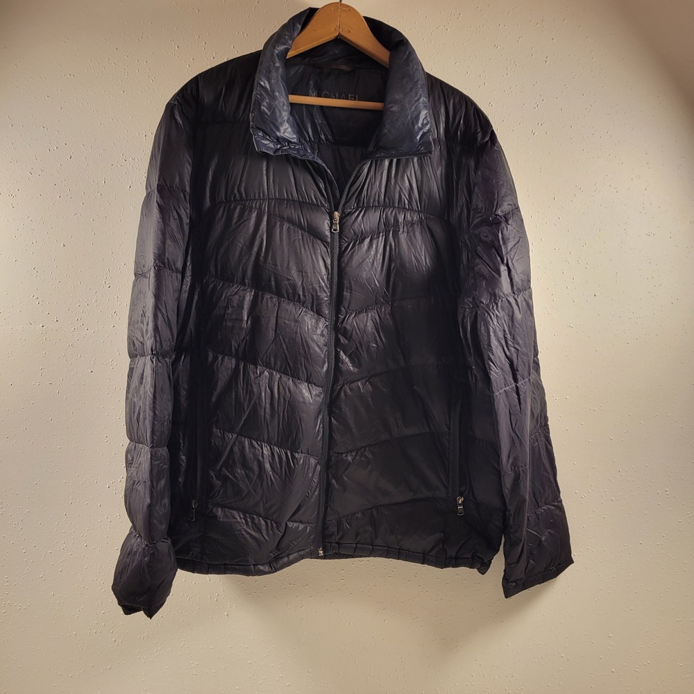 Michael Kors Puffer Jacket Women M Black Good Packable Down Fill Quilted Zip